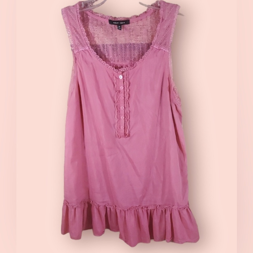 Naked Zebra Pink blush Tank Top laced sheer sleeveless top